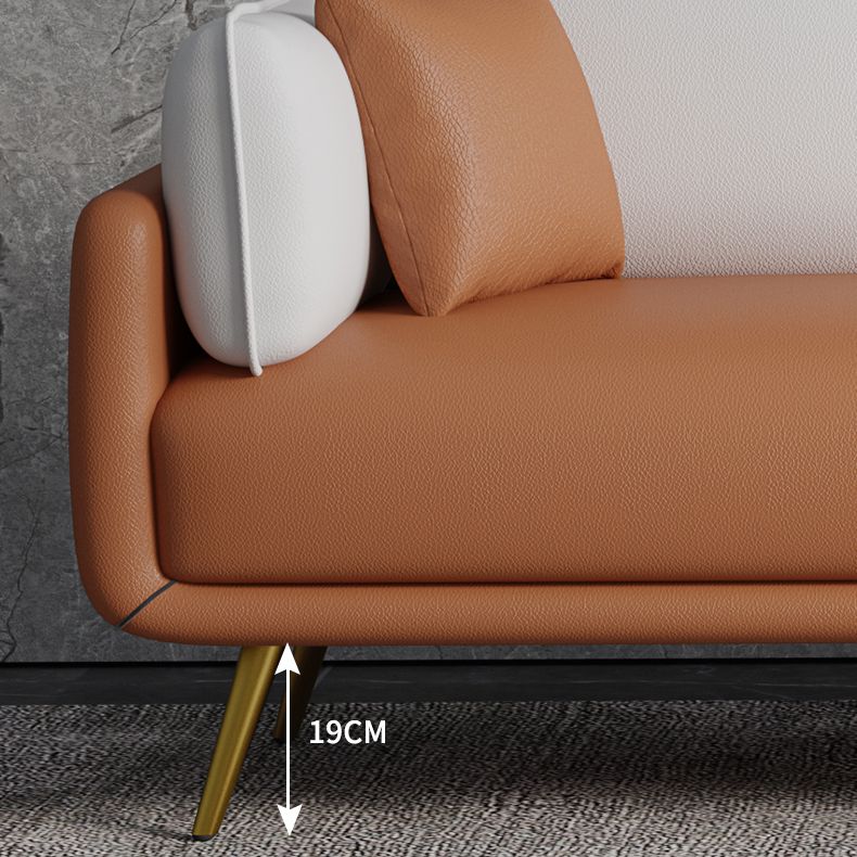 Square Arm Sofa 31.49" D x 32.67" H Faux Leather Sofa for Living Room