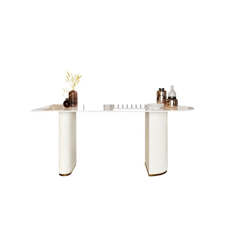 Glam Executive Desk Mirrored Peninsula Writing Desk in White