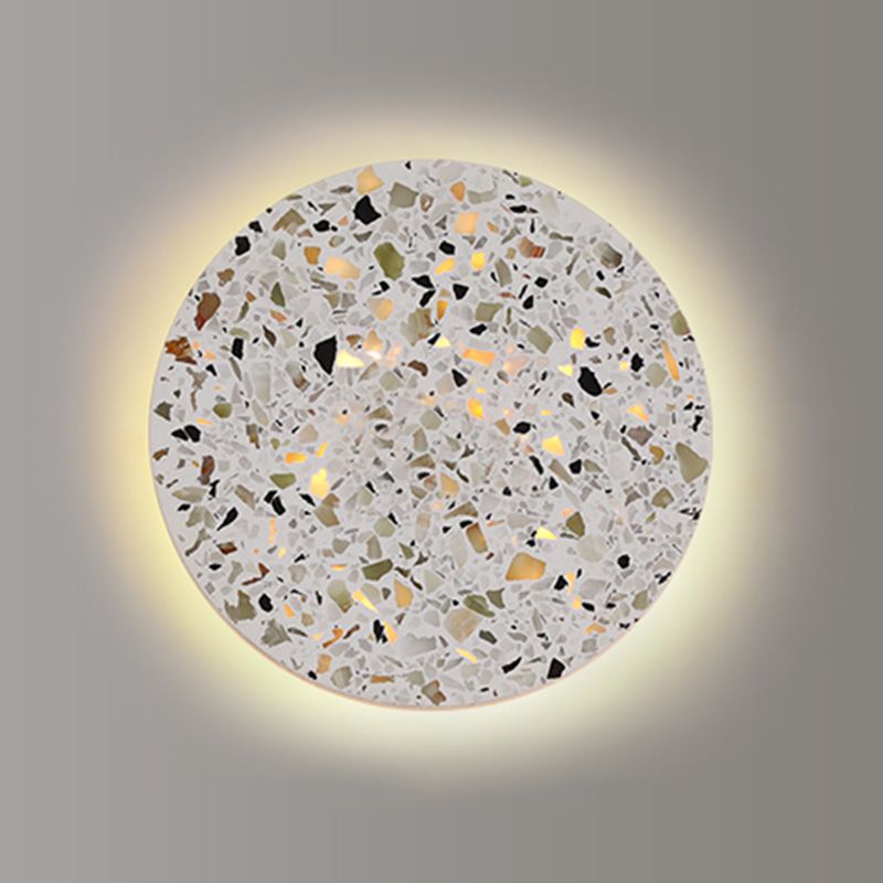 Nordic Style LED Wall Light Geometry Round Colorful Wall Lamp with Stone Shade for Bedroom