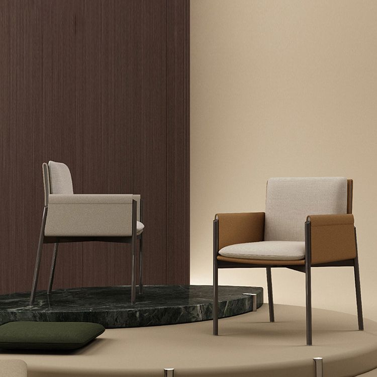 Modern Style Arm Chair Sponge Cushion Dining Chair of 22" Wide with Stainless Steel Legs