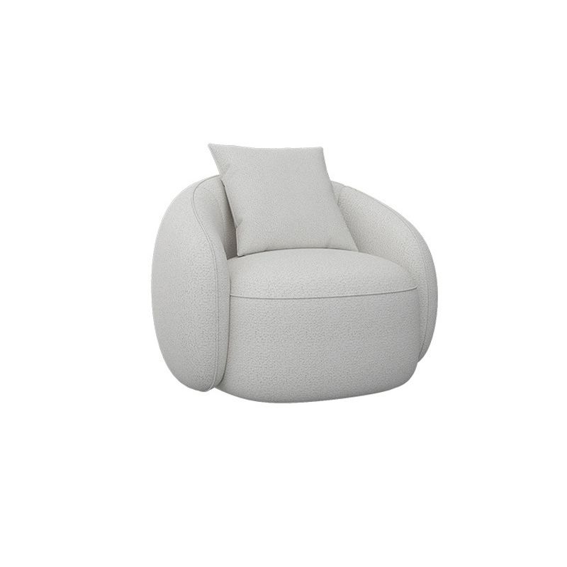 Curved Wool Sofa White Contemporary Sloped Armed Sofa - 33.46" D