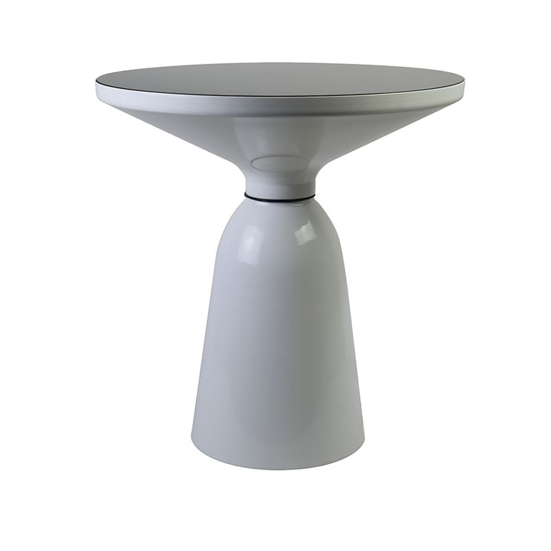 Dia 19.69" Round Black Glass Top End Table Modern Cone Shape Side Table