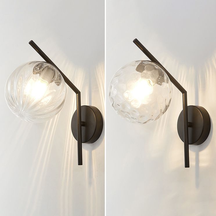 Simplicity 1-Bulb Sconce Light Living Room Glass Ball Wall Light Fixture