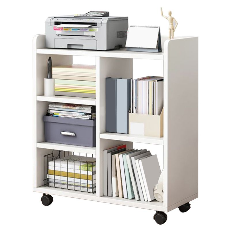 Contemporary Standard Bookshelf Engineered Wood Bookcase with Caster