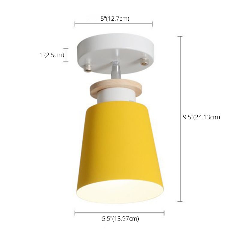 1 Light Ceiling Lighting Nordic Style Metal Cone Semi Flush Mount Lighting for Living Room