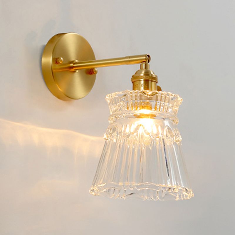 Modern Style Geometric Wall Sconce Lights Glass 1 Light Wall Mount Lighting in Gold