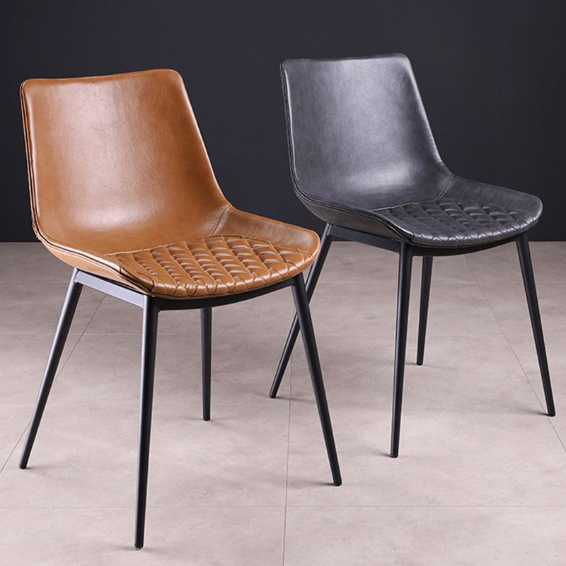 Industrial Style Dining Chairs Armless Dining Chair with Metal Legs for Kitchen