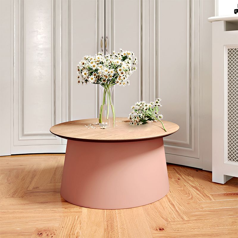 Modern Style Round Acrylic/wood Table with One Foot Base Coffee Table