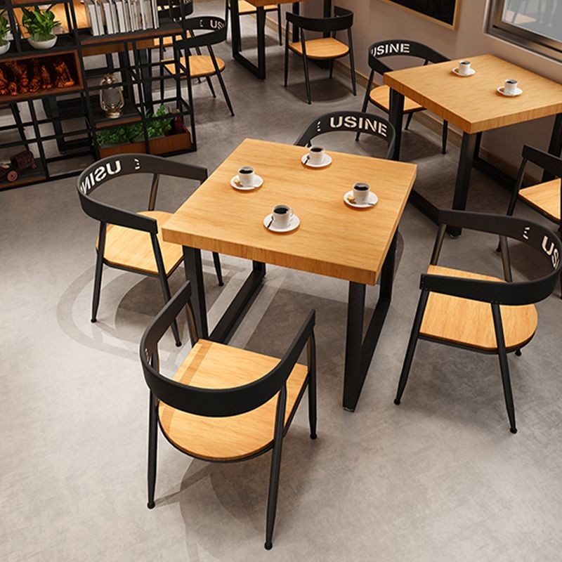 Square Wooden Dining Table Industrial Sled Base Dining Table