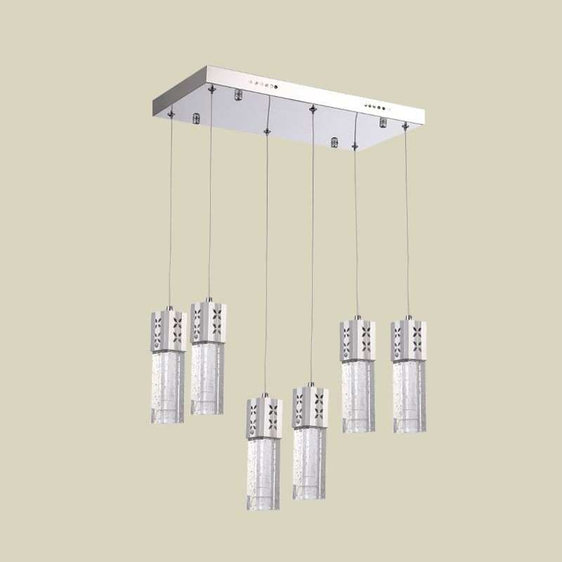 TUBE CRISTAL Square Multi-plafond moderniste moderniste à LED LED Pendulum en Chrome