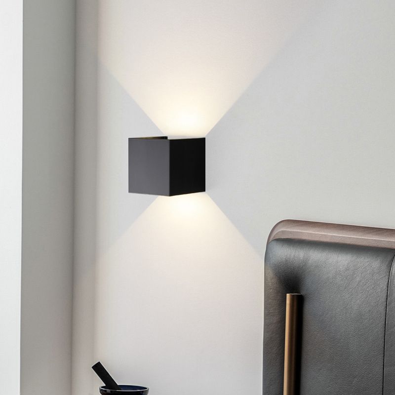 Minimalism Wall Sconce Square Wall Light Fixture with Metal Shade for Bedroom