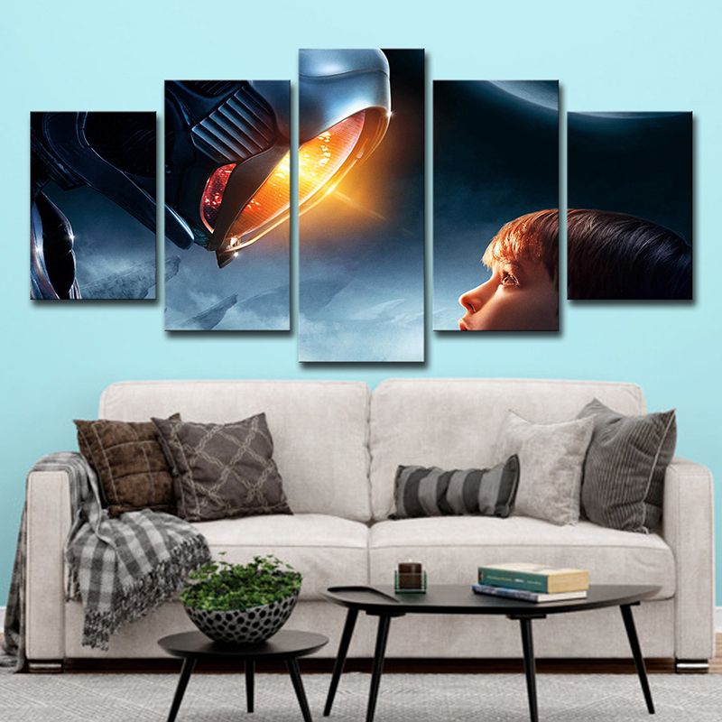 Boy Lost in Space Canvas Science Fiction Multi-Piece Bedroom Wall Art Decor in Blue