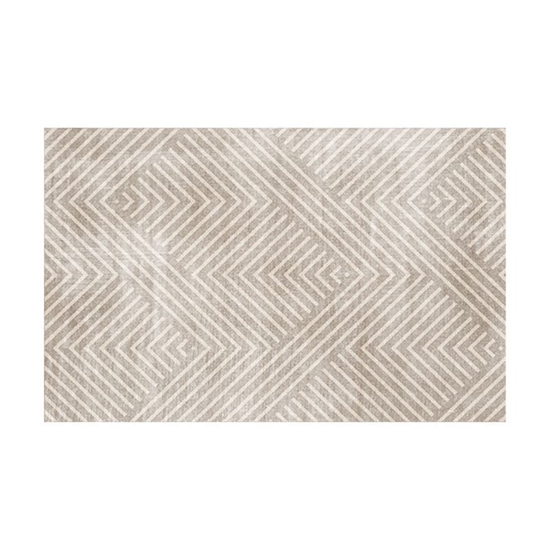White Modern Rug Polyester Graphic Rug Stain Resistant Rug for Living Room