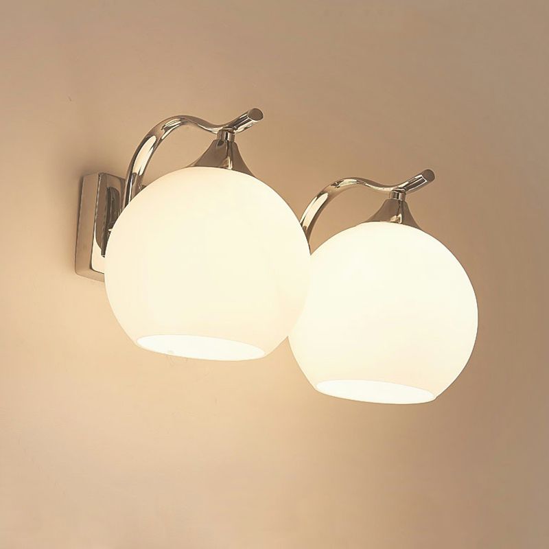 White Glass Dome Wall Lighting Fixture Modern Style Wall Light for Hallway