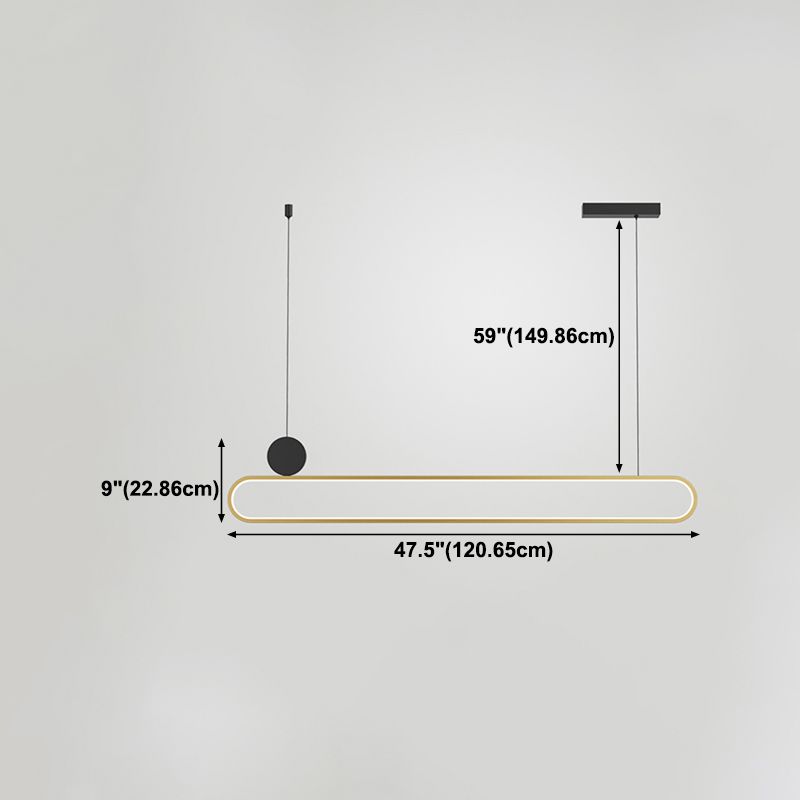 Eigentijdse stijl lineaire vorm eilandlichten metaalhangende hanglampen in goud