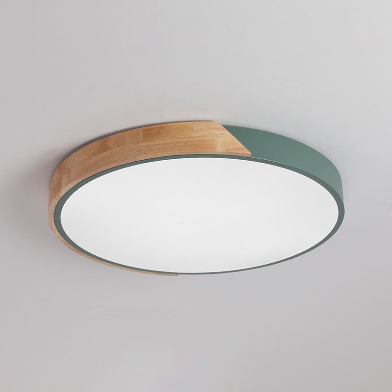 Plafonnier LED de forme ronde macaron fer moderne 1 lumière encastré pour salon