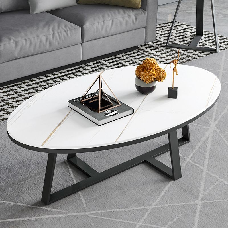 1 Slate Oval Coffee Table Modern Cocktail Table for Living Room