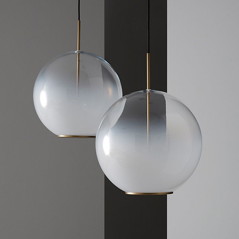Simple Sphere Drop Pendant Gradient Frosted Glass Single Bulb Dining Table Suspension Light