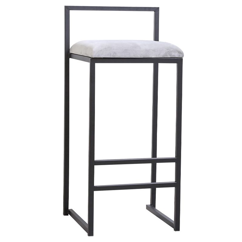 Modern Rectangle Bar Stool Backrest Footrest Counter Stool with Velvet Cushion