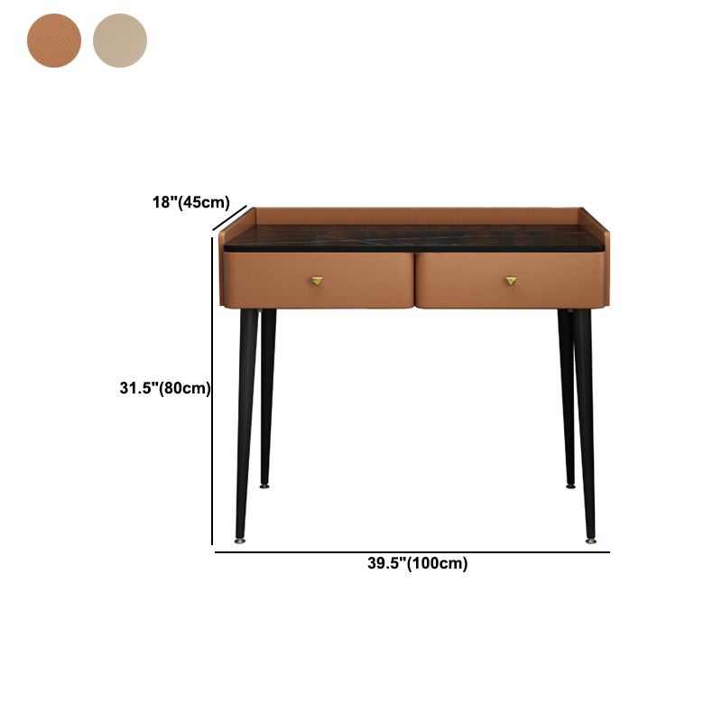 Contemporary Vanity 2 Storage Drawers Dressing Table with Padded Stool