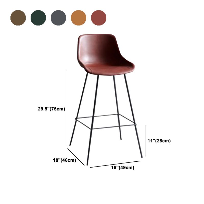 Industrial Bucket Leather Counter Bar Stool Footrest Counter Chair with Black Base