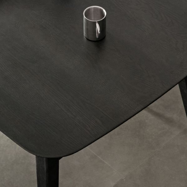 Black Modern Rectangular Oak Tabletop Dining Table for 4 People