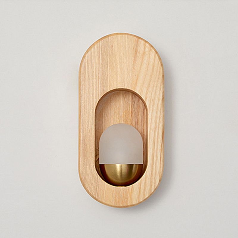 Oval Wall Lighting Fixtures Modern Style Wood 1 Light Wall Lighting