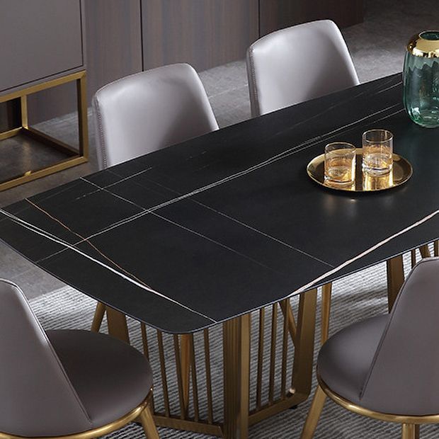 1/4/5/7 Pieces Modern Furniture Black Rectangle Stone Top Dining Room Set