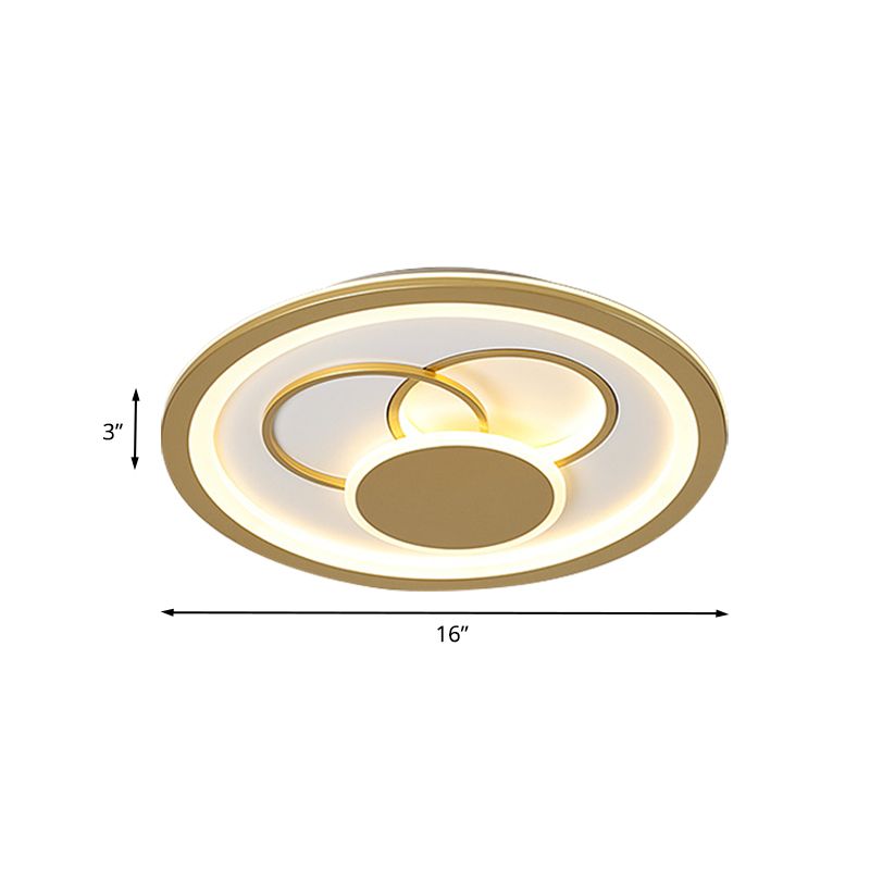 16"/19.5" Dia Acrylic Round Flush Mount Fixture Modernist LED Flushmount in Gold, Warm/White Light