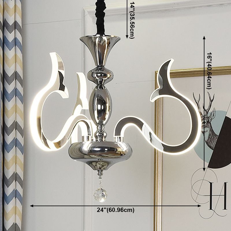 Modern Style Geometric Shape Chandelier Metal LED Hanging Light for Bedroom