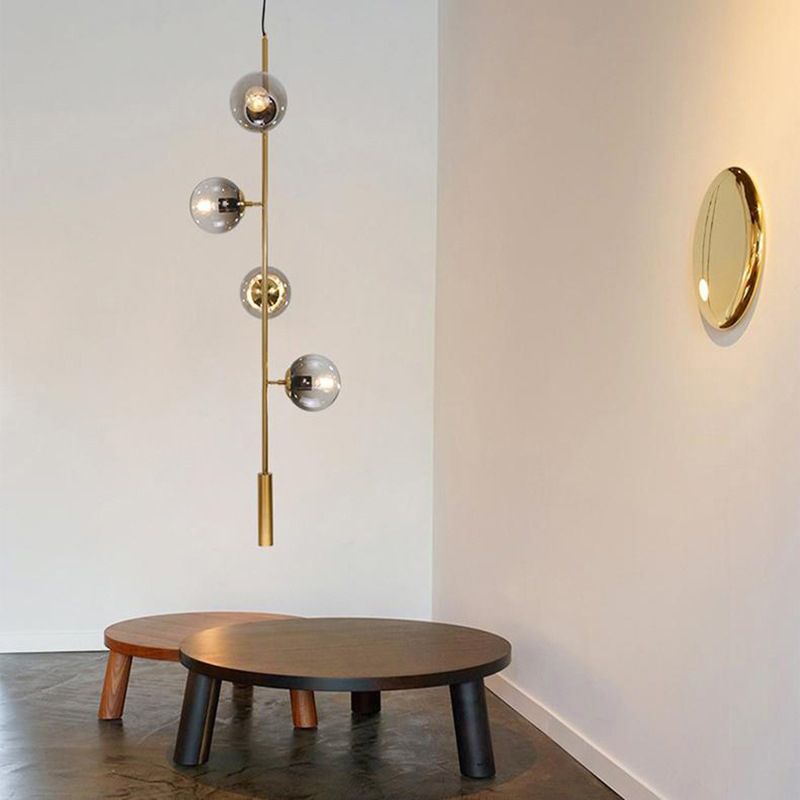 4 / 6 - Light Ceiling Pendant Fixture Metal and Glass Ball Shade Kitchen Island Light