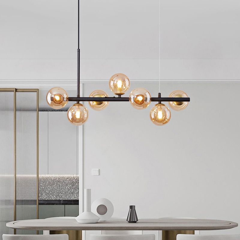 Moderne Insel Leichtes Multi-Head-Restaurant Hängende Lampe mit Globe Glass Shade