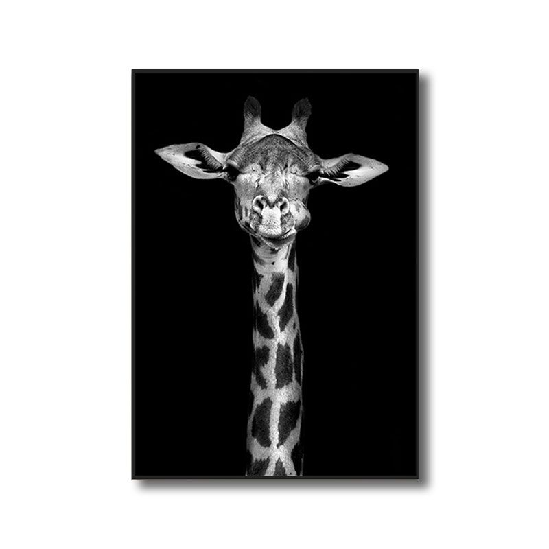Wild Animal Canvas Print Modern Textured Wall Art Decor in Black, Multiple Sizes