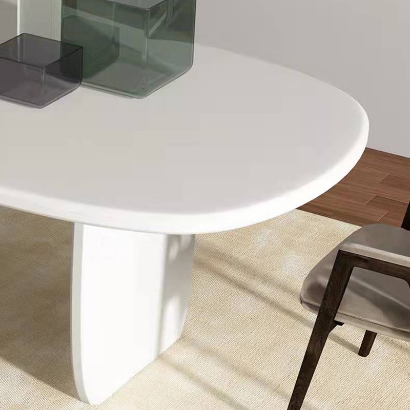 Modern Double Pedestal Table White Oval Dining Table for Home Kitchen