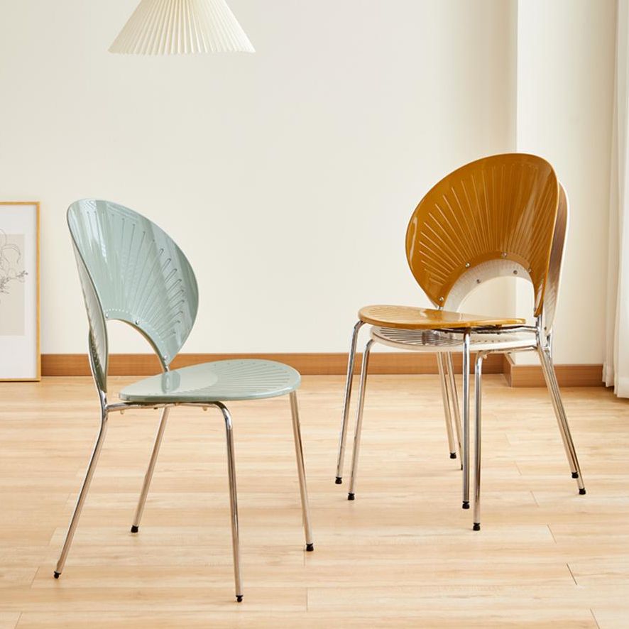 Open Back Dining Side Chair Contemporary Dining Armless Chair
