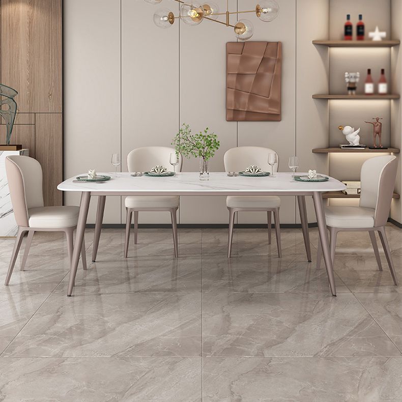 Nordic 1/2/5/7 Pieces Rectangle Dining Set Sintered Stone Dining Table with Leather Chairs