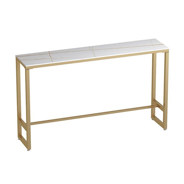 Rectangle Sintered Stone Bar Table Gold and Metal Base Bar Table for Kitchen Living Room