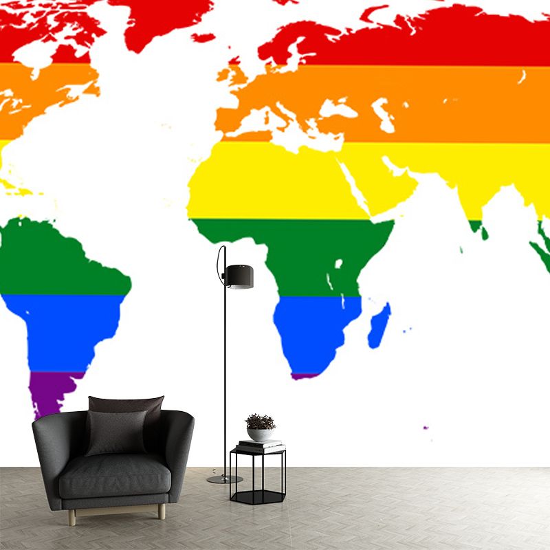 World Map Mildew Resistant Mural Wallpaper Sleeping Room Wall Mural