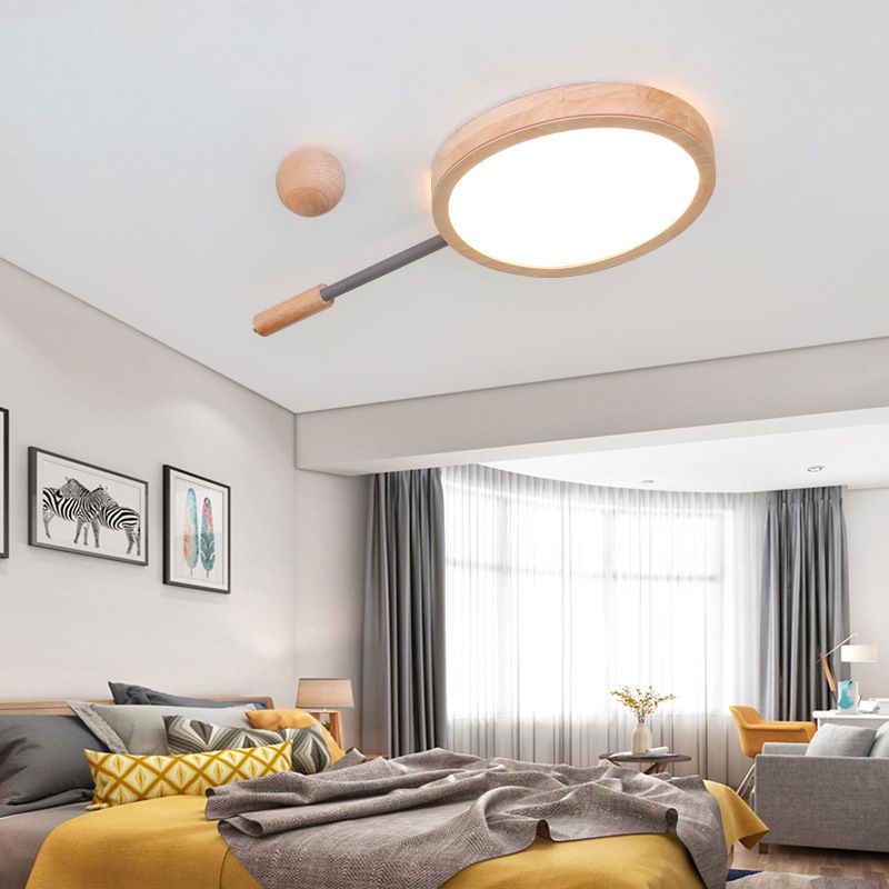 Plafonnier LED en forme de tennis créatif en acrylique et bois en beige pour la maternelle