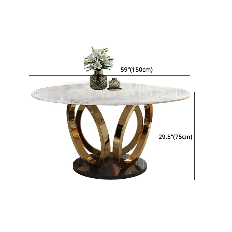 Glam 1/4/7 Pieces Round Dinette Set Sintered Stone Top Dining Table Set with Turntable