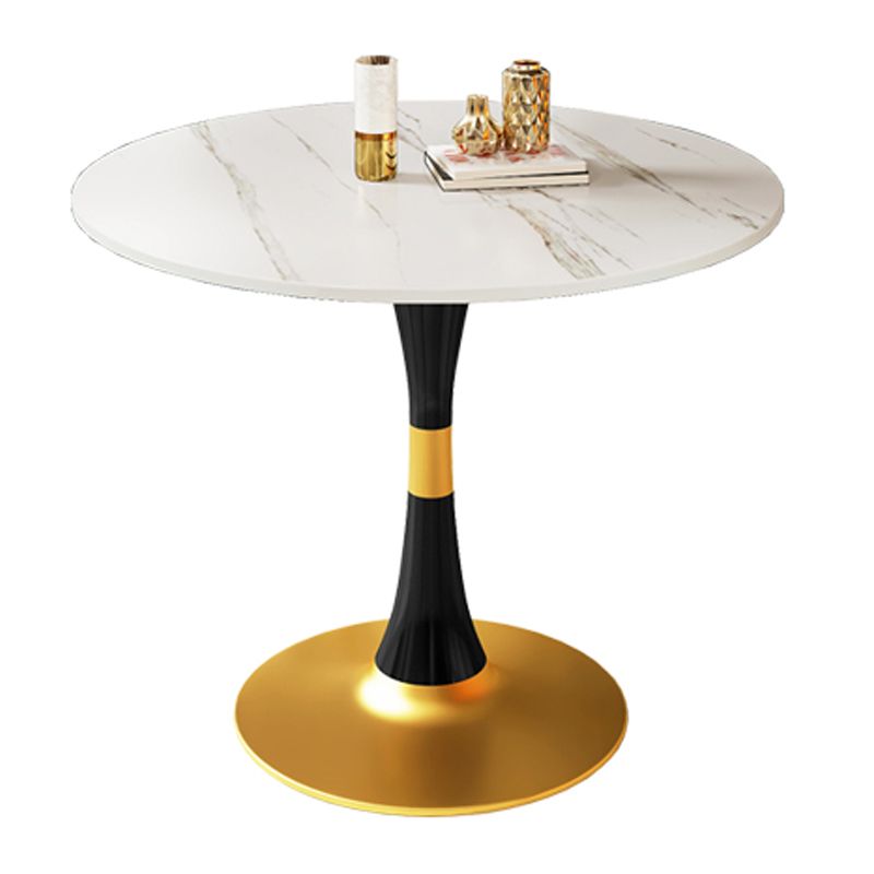 Round Traditional Luxury Dining Table Sintered Stone Table with Tulip Base