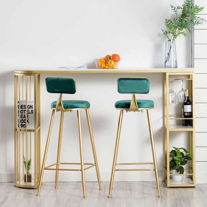 Modern 1/3 Pieces Bar Table Set Stone Counter Table with High Stools for Living Room