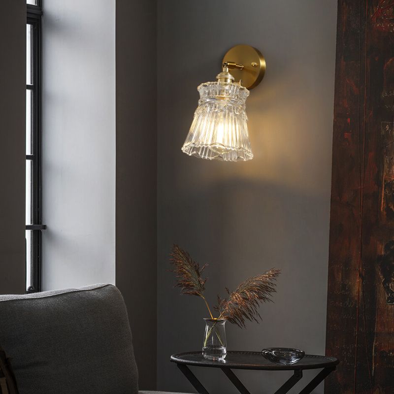 Minimalismo moderno Pronzo della parete della casa con ombra di vetro per camera da letto per bambini