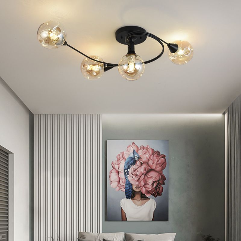 Glass Round Ceiling Lighting Nordic-Style Ceiling Light Fixture for Living Room