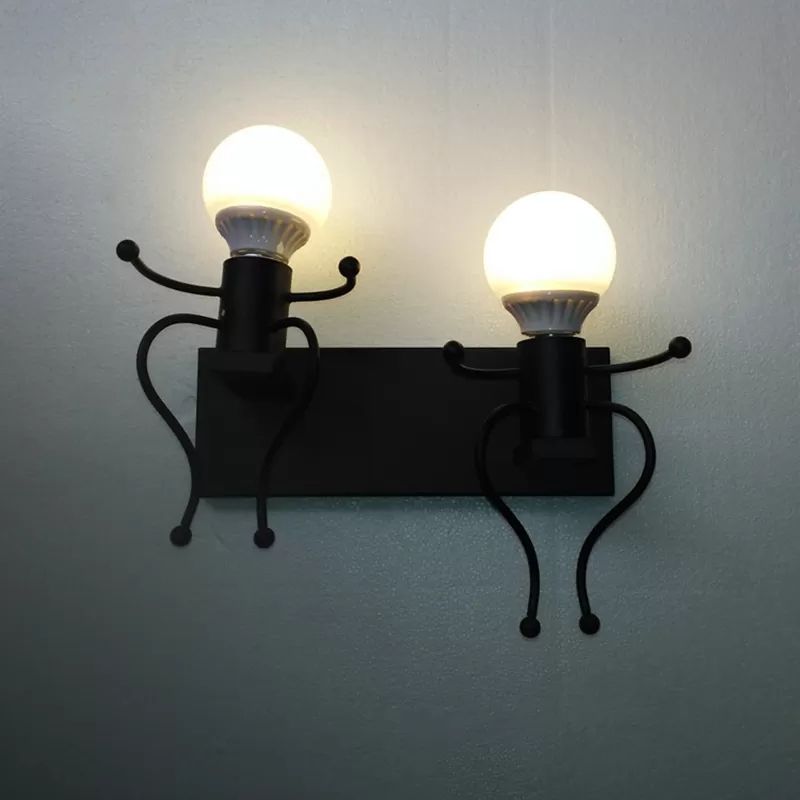 Lumière de nuit de style moderne Little People Two Lights Metal Sconce Light for Corridor Escair