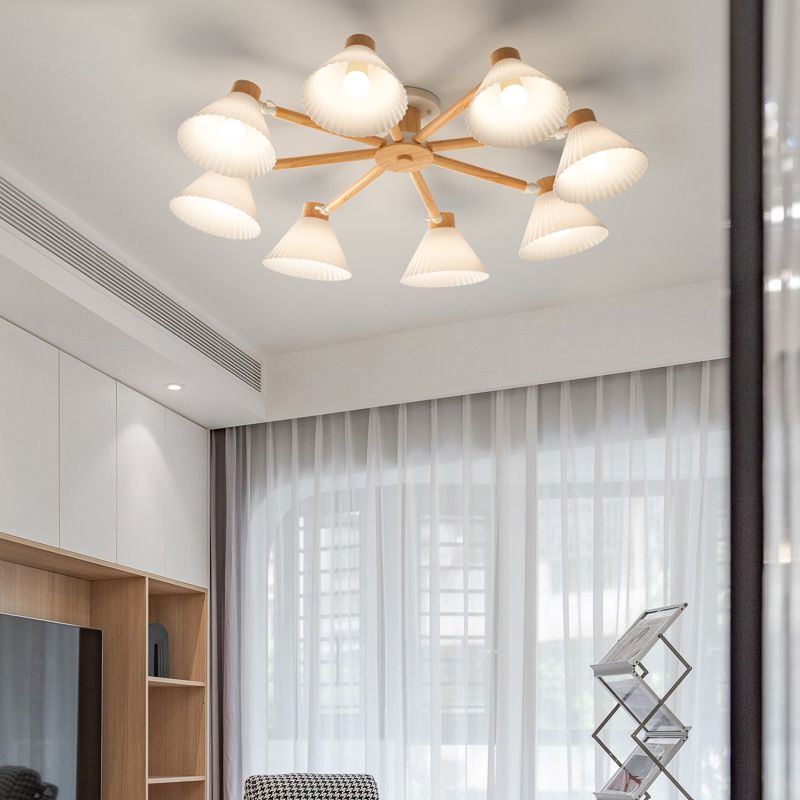 Moderne Einbauleuchten aus Holz, runde Einbaulampe in Braun für das Wohnzimmer