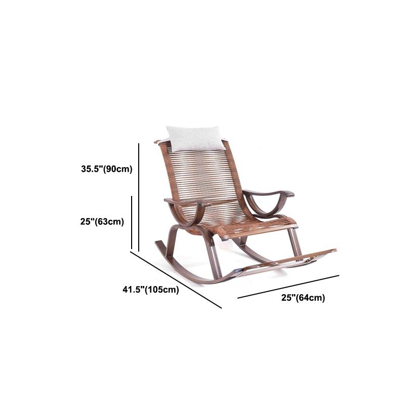 Rattan Natural Rocker Chair Modern Spindle Rocking Chair 25.2" x 41.3" x 35.4" for Outdoor