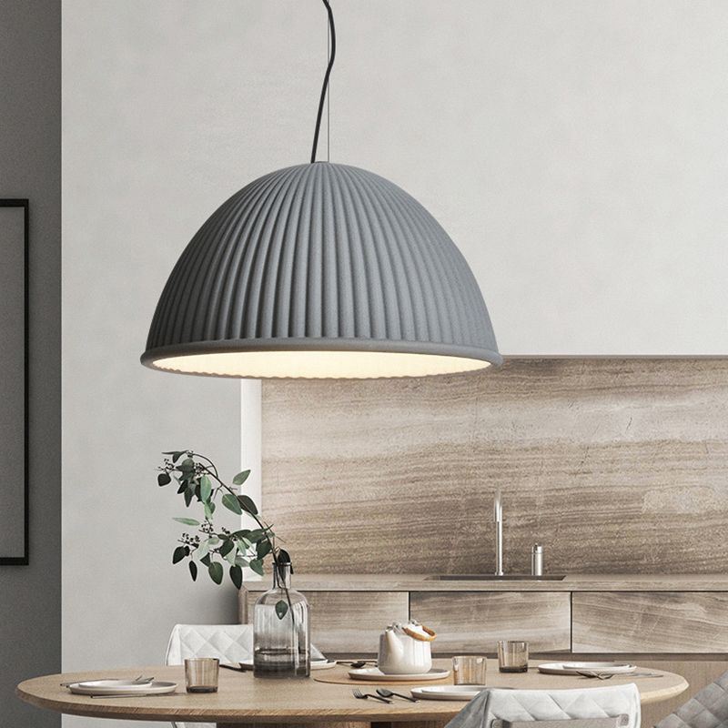 1 Light Bowl Hanging Pendant Modern Macaron Style Resin Hanging Lighting for Living Room