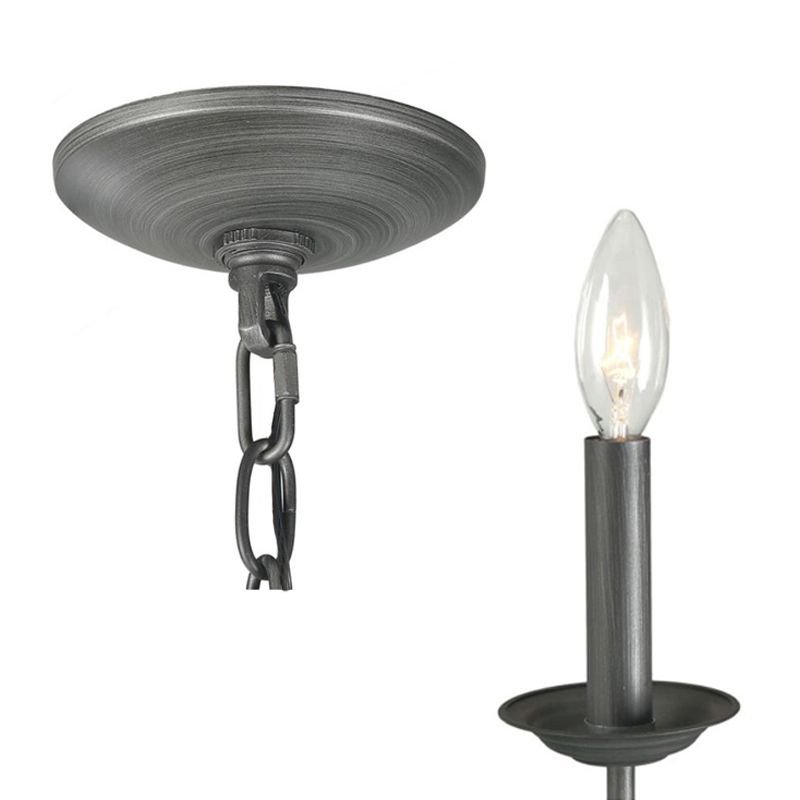 Metal Candle Pendant Chandelier Industrial Dinning Room Chandelier Light Fixture in Aged Silver
