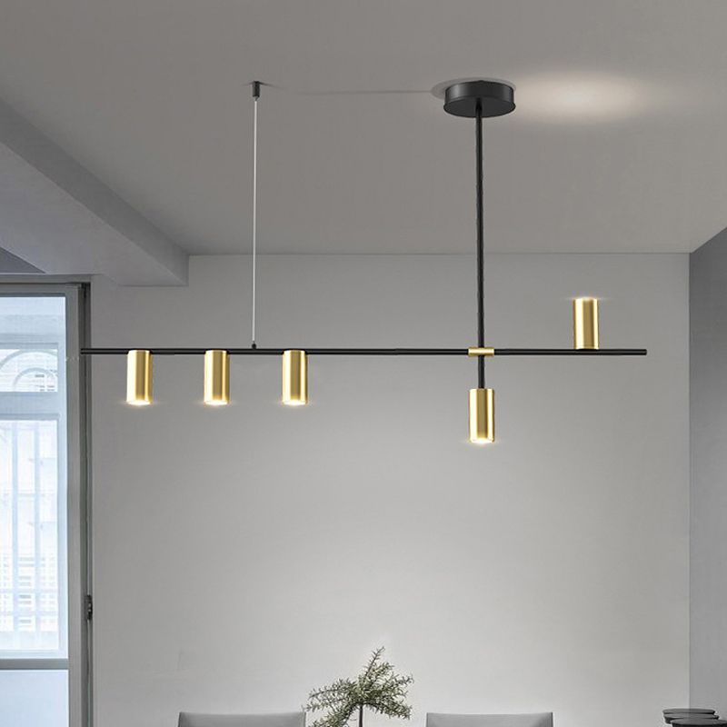 Modern 5 - Light Ceiling Pendant Fixture in Black and Gold Finish Kitchen Island Light